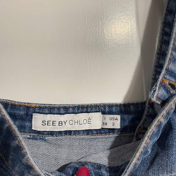 Amazing see by CHLOE denim mini dress size 1 small - Picture 2 of 5